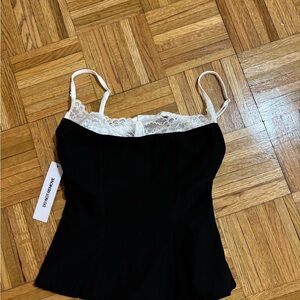 Princess Polly Black and White Lace Corset Top